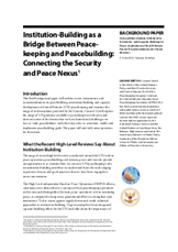 BACKGROUND PAPER Institution-Building as a Bridge Between