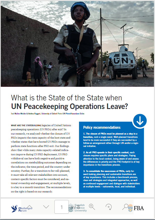 peacekeeping missions: UN peacekeeping missions need exit strategy